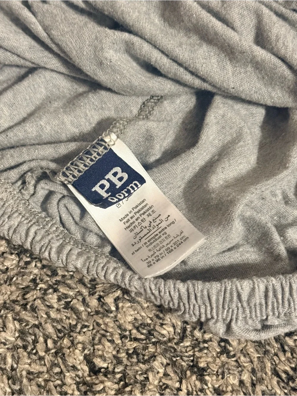 PB Dorm Pottery Barn Teen Gray Jersey Sheets Twin XL Fitted & Full Flat